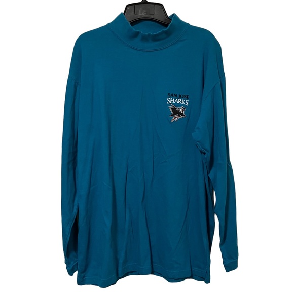 Vintage 90s NHL The Coolest Game San Jose Sharks Embroidered Mock Neck Top - Picture 1 of 9